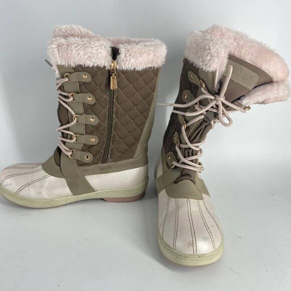 Khombu Pink Brown Tall Zip Winter Boot Girls 5 - Picture 3 of 6